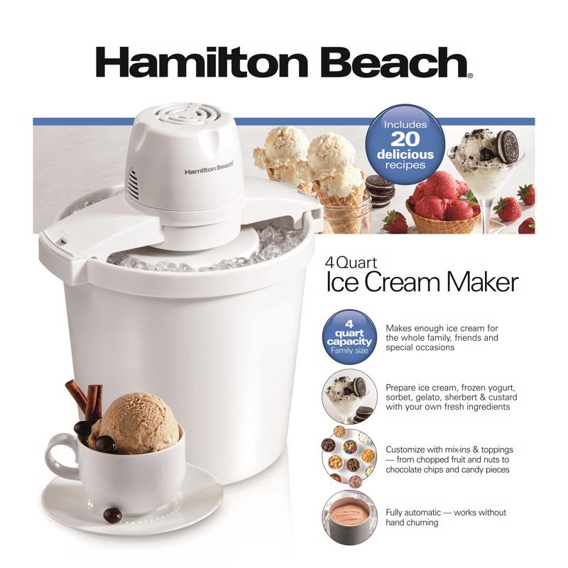 Hamilton Beach White 4 qt Ice Cream Maker 15.3 in. H X 12.5 in. W X 11.1 in. L, Pack of 2