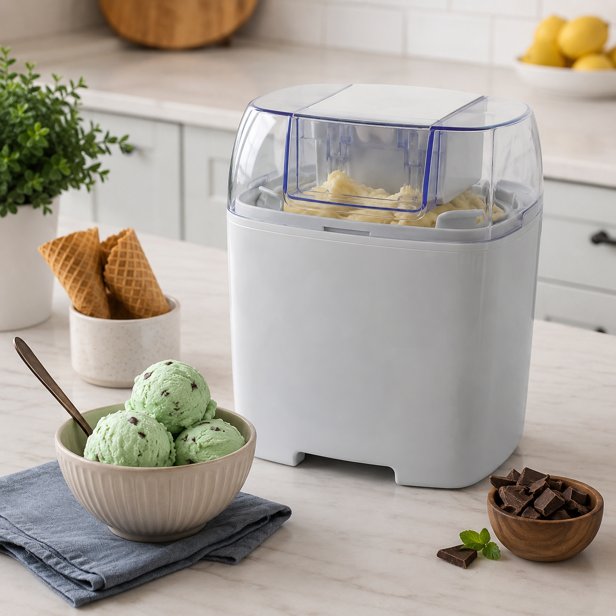 Homemade Treats | Ice Cream Maker Machine with 1.5L Freezing Bowl | Effortless Desserts for Family Fun